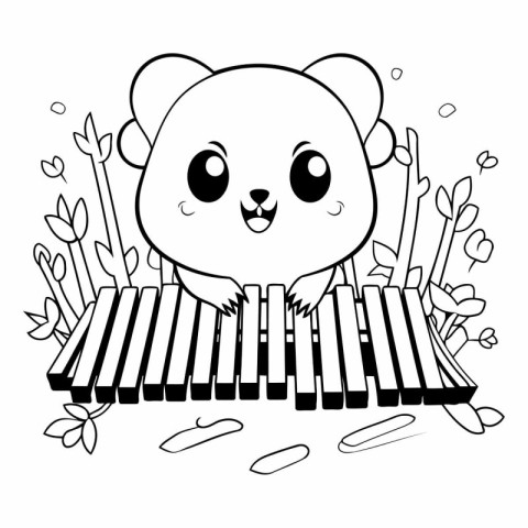 cute hamster with piano cartoon vector illustration graphic desi