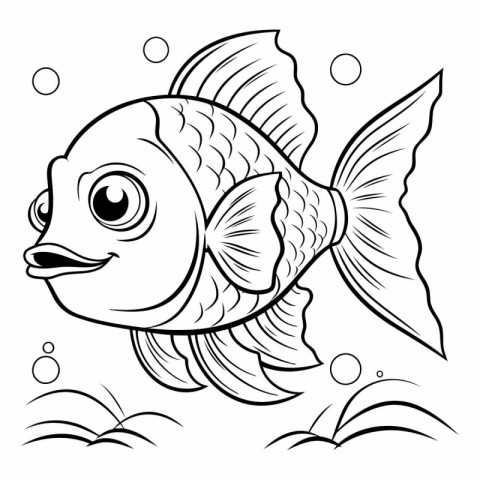 Coloring book for children: goldfish. Black and white vector ill