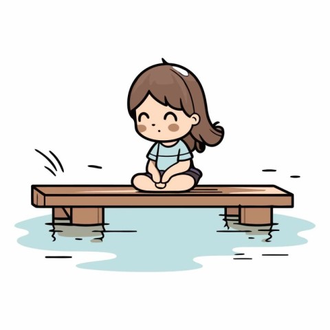 Girl sitting on the edge of a jetty.