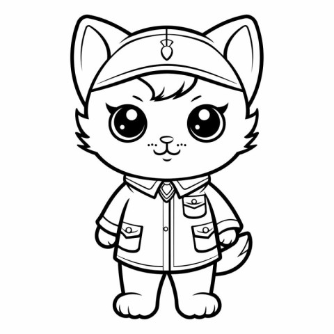 Coloring book for children: Cat in a military uniform