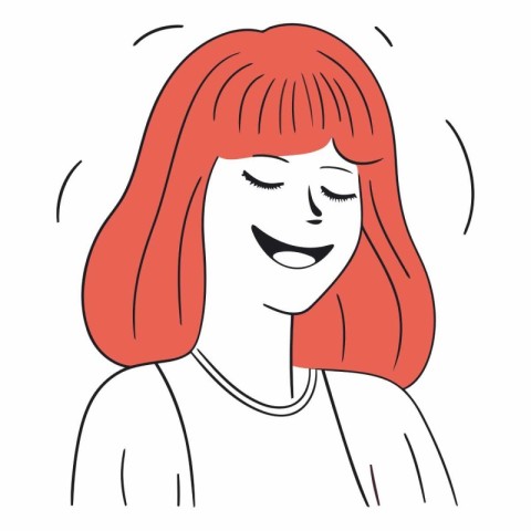 Illustration of a beautiful woman with red hair and closed eyes.