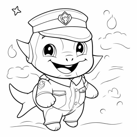 Coloring Page Outline Of a Cute Cartoon Baby Policeman