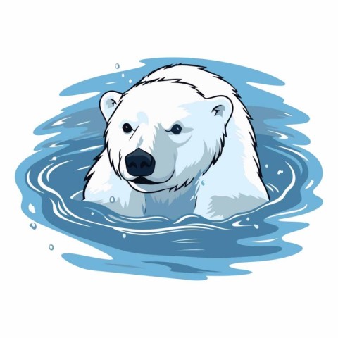 Polar bear swimming in water for your design.