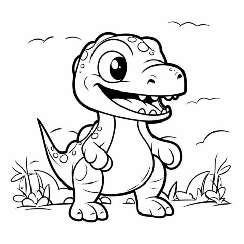 Vector illustration of Cute tyrannosaurus rex dinosaur for color