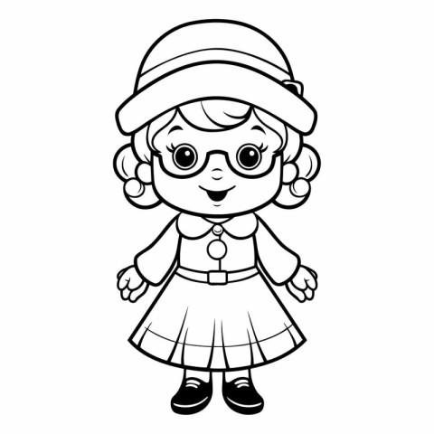 Cute little girl in a hat and glasses.