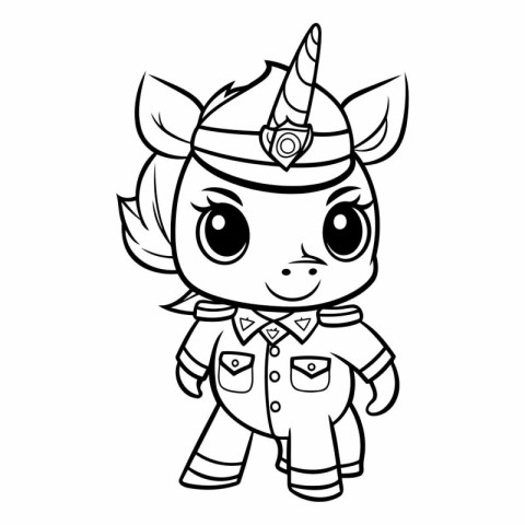 Coloring Page Outline Of cartoon unicorn. Coloring book for kids