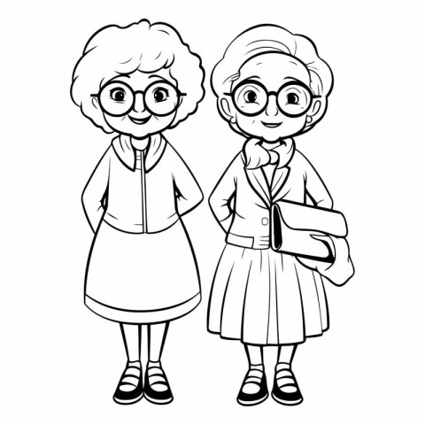 Grandmother and grandmother cartoon vector illustration graphic