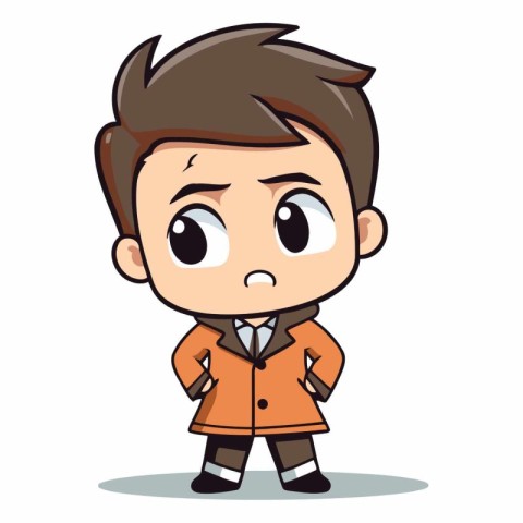 Angry Boy - Cute Cartoon Businessman Character Vector Illustrati