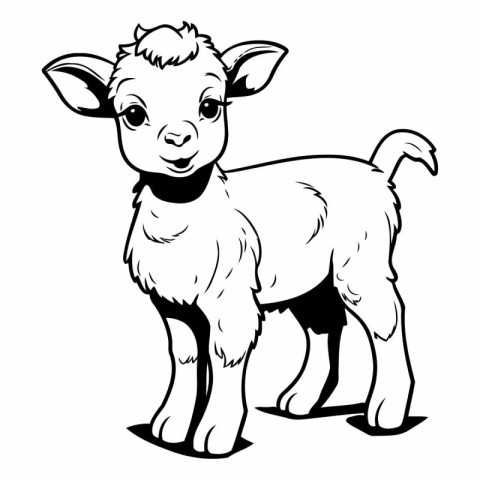 Vector image of a cute little lamb on a white background. Farm a