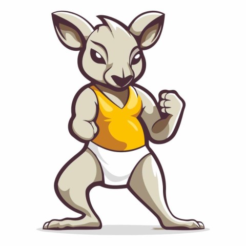 Kangaroo in sportswear isolated on white background