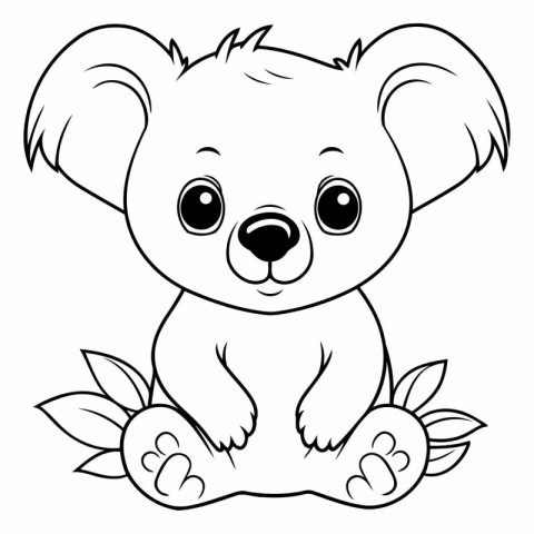 Coloring book for children: cute koala sitting on the floor