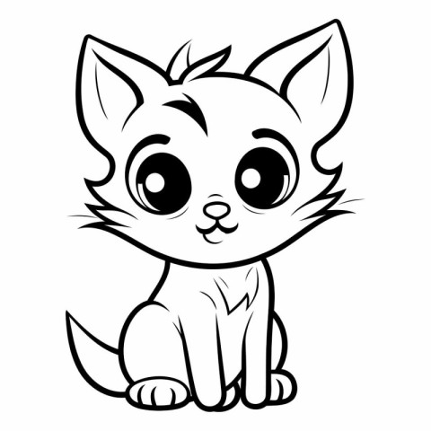 Cute cartoon cat isolated on a white background.