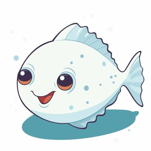 Illustration of a Cute Fish on a White Background - Vector