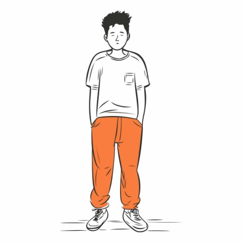 Vector illustration of a man in casual clothes on a white backgr