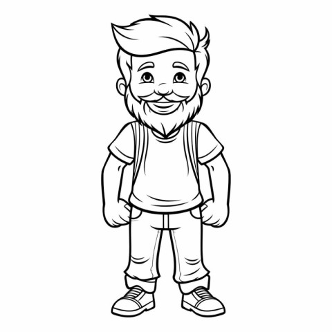 Outline of a happy schoolboy with a backpack.