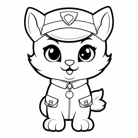 Black and White Cartoon Illustration of Cute Fox Animal for Colo