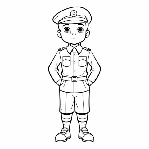 Coloring book for children: Boy in a police uniform