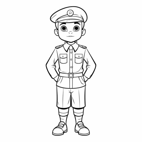 Coloring book for children: Boy in a police uniform