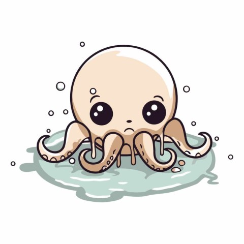 Cute cartoon octopus isolated on white background.