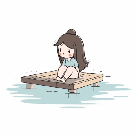 Girl sitting on a pontoon in the water.