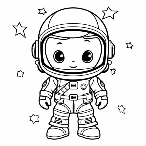 Cute astronaut boy. Cartoon vector illustration. Coloring book f