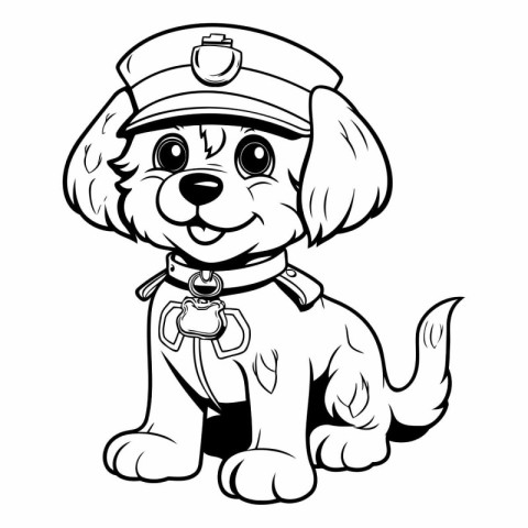 Cute cartoon dog in a policeman's hat.