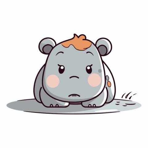 Cute hippopotamus sitting and crying design.