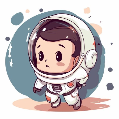 Cute Cartoon Astronaut Vector Illustration. Cute Little Boy Char