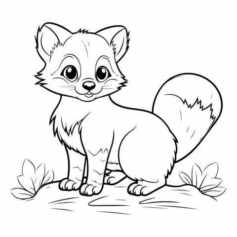 Cute Fox Coloring Page Outline.