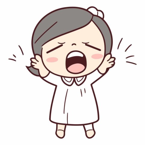 Illustration of a Cute Little Girl Crying and Winking