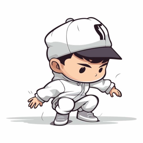 Illustration of a Cute Little Boy Wearing a Baseball Cap