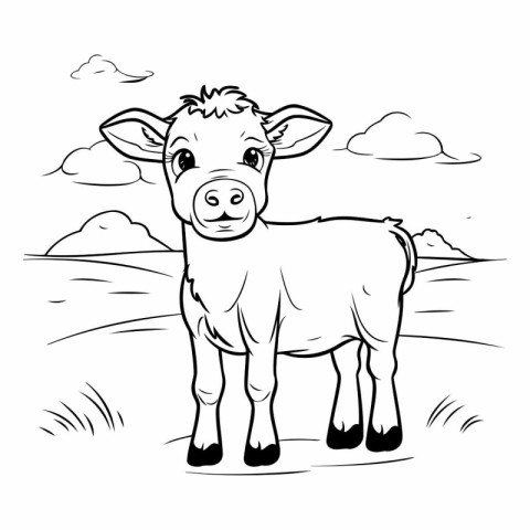 Cute cartoon cow for children. Coloring book