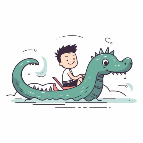 Cute cartoon crocodile in water for your design