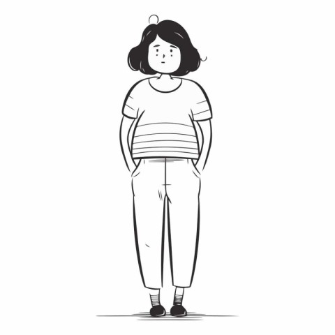 Vector illustration of a girl in casual clothes on a white backg