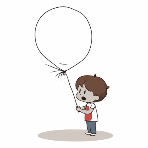 boy with balloon on white background eps10.