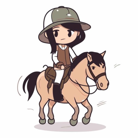 Cowboy girl riding a horse on white background.