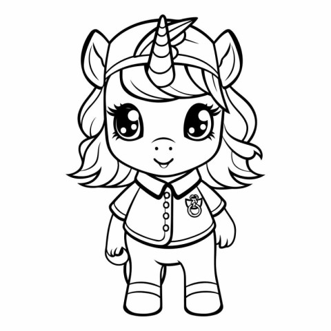 Coloring Page Outline of a Cute Unicorn Fantasy Animal Vector Il