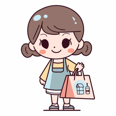 Cute little girl holding shopping bag of cute little girl holdin