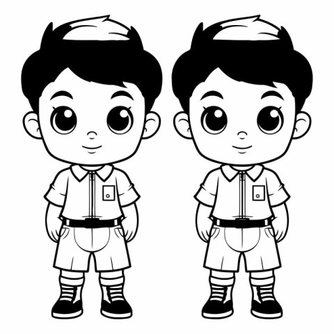 cute little boy and girl in scout uniform vector illustration gr