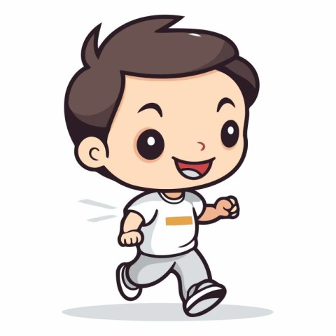 Running Boy - Cute Cartoon Mascot Character Vector Illustration