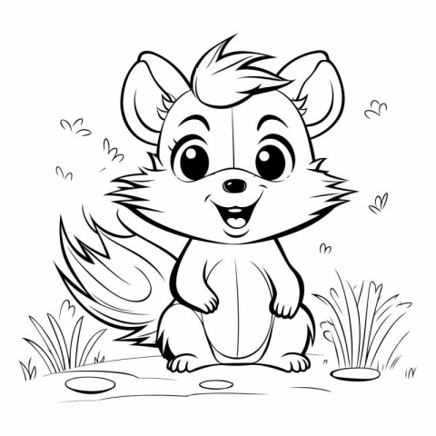 Vector illustration of Cute little fox cartoon for coloring book