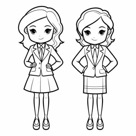 Coloring book for children: Schoolgirl in school uniform.