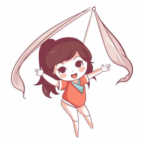 Illustration of a cute little girl swinging on a hammock.