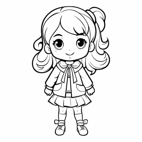 Coloring book for children: little girl in a coat