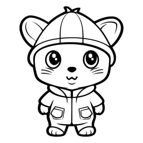 Black and White Cartoon Illustration of Cute Hamster Animal Char