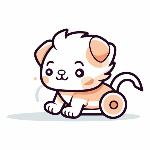 Cute little kitten vector illustration. Cute cartoon kitten char