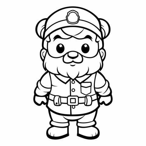 Black and White Cartoon Illustration of Pirate Captain Character