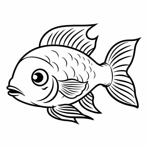 Fish icon. Black and white illustration of fish vector icon for