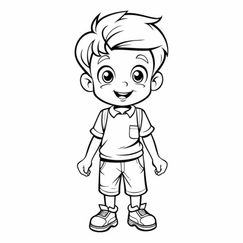 Cute Little Boy Cartoon Mascot Character Vector Illustration.