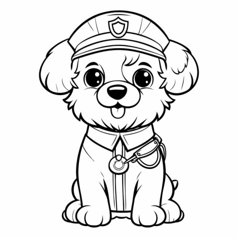 Black and White Cartoon Illustration of Cute Little Puppy Dog An